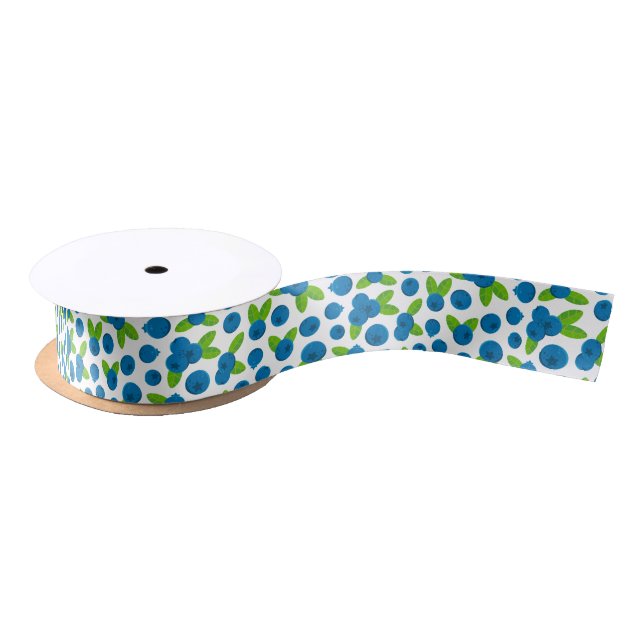 Fresh Blueberry Pattern Satinband (Spule)