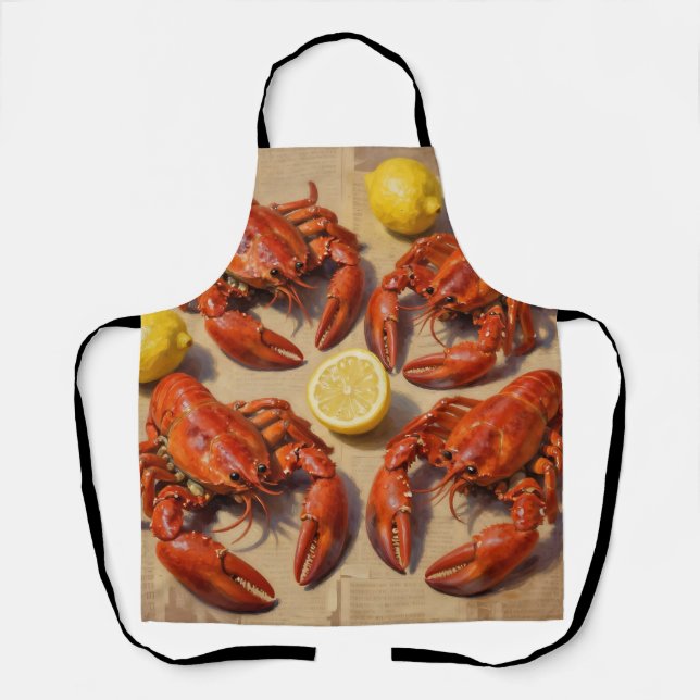 Fresh Boiled Lobster Lemon Newspaper Feast Schürze (Vorderseite)