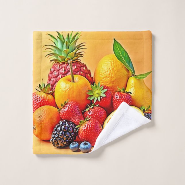 Fresh Bounty: Vibrant Fruit Harvest Design  Badhandtuch Set (Waschlappen)