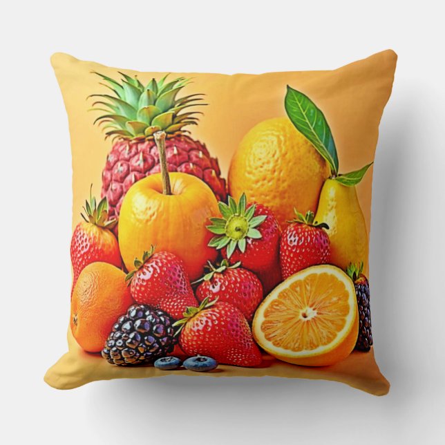 Fresh Bounty: Vibrant Fruit Harvest Design  Kissen (Vorderseite)