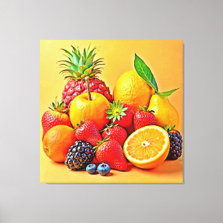 Fresh Bounty: Vibrant Fruit Harvest Design Leinwanddruck
