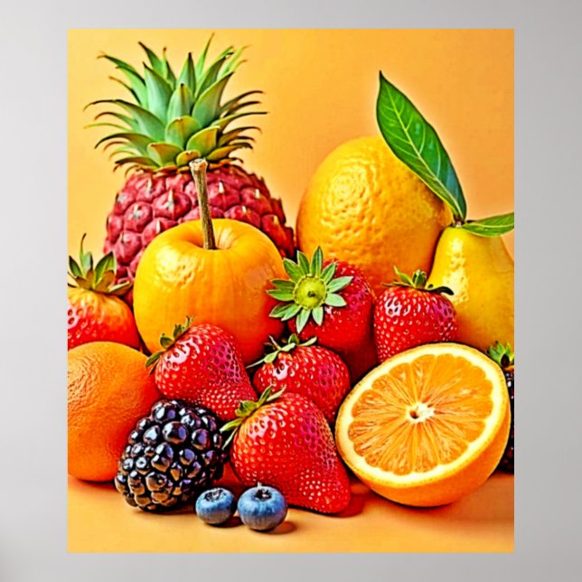 Fresh Bounty: Vibrant Fruit Harvest Design  Poster (Vorne)