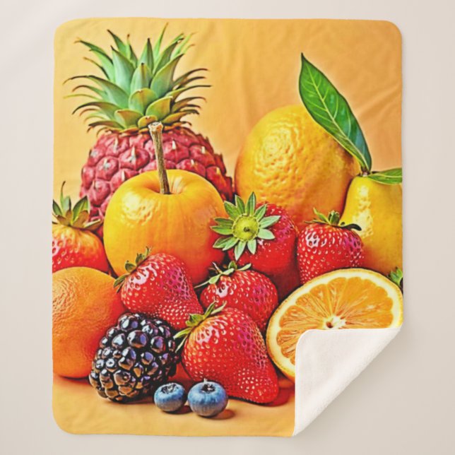 Fresh Bounty: Vibrant Fruit Harvest Design  Sherpadecke (Vorderseite)