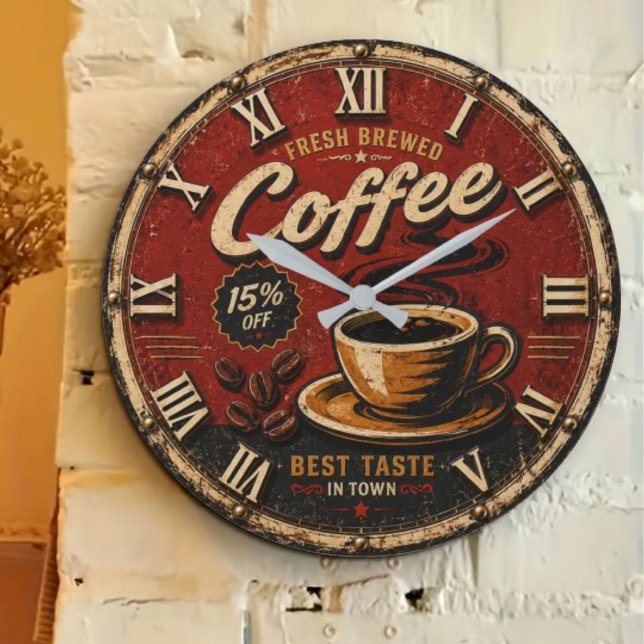 Fresh Brewed Coffee Große Wanduhr (Von Creator hochgeladen)