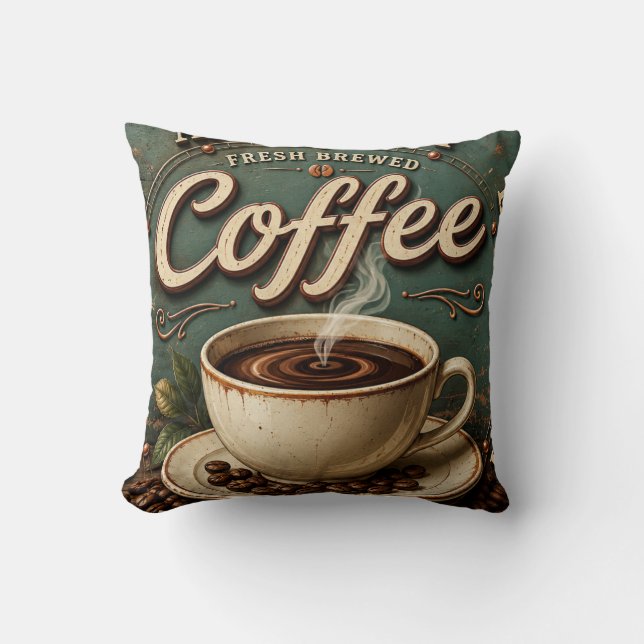 Fresh Brewed Coffee Rustic Farmhouse Kissen (Vorderseite)