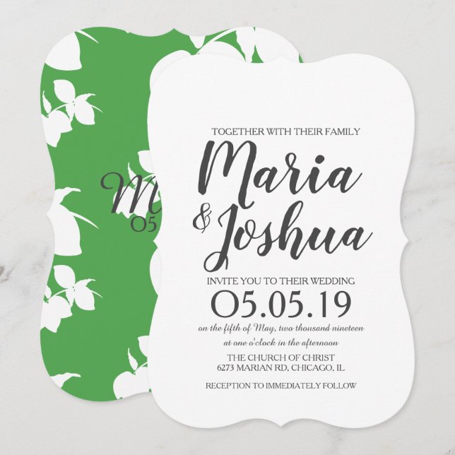 Fresh Bright Green Lemon Silo Pattern Wedding Einladung (Vorne/Hinten)
