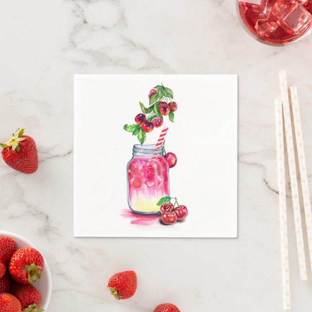 Fresh Cherry Drink Napkins Serviette (Beispiel)