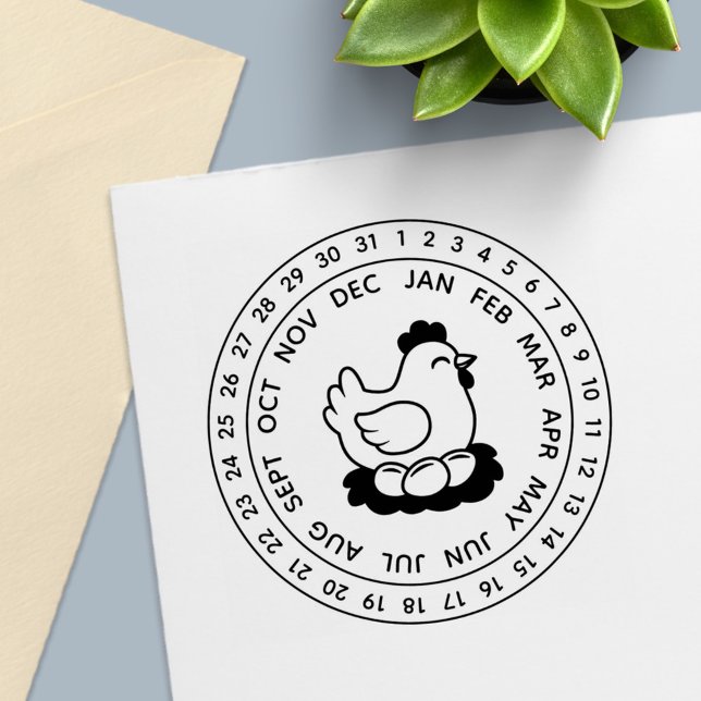 Fresh Chicken Eggs Carton Date Wheel Permastempel (Von Creator hochgeladen)