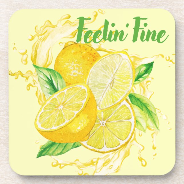 Fresh Citrus Coaster Set- Lemon Design Getränkeuntersetzer (Vorderseite)