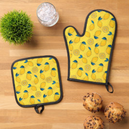 Fresh Citrus Lemon Ofenhandschuh & Topflappen-Set