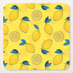 Fresh Citrus Lemon Rechteckiger Pappuntersetzer