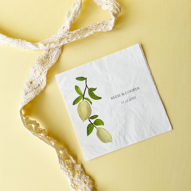 Fresh Citrus Painted Lemons Modern Mediterranean Serviette (Von Creator hochgeladen)