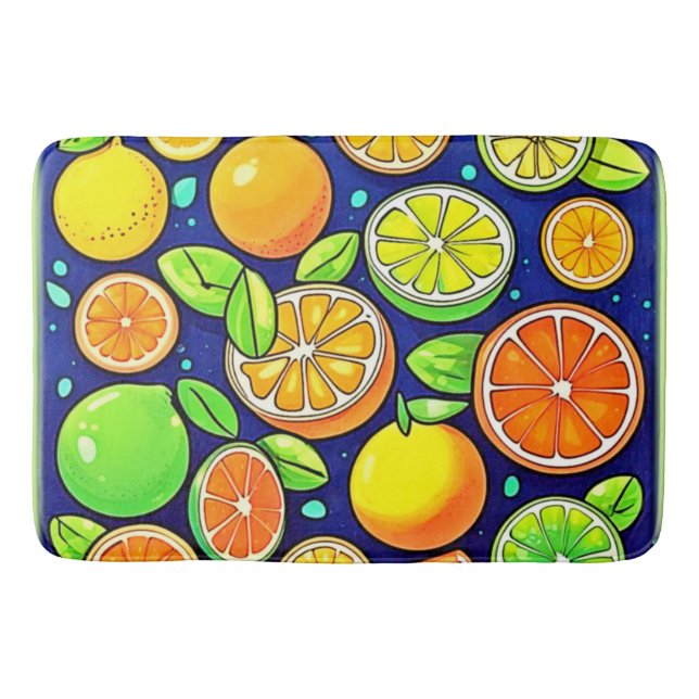Fresh Citrus Slice Muster Badematte (Vorderseite)