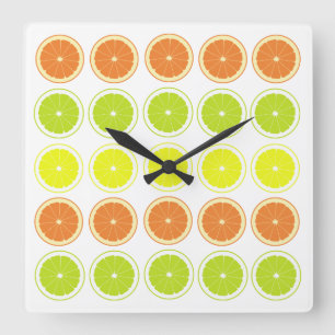 Fresh Citrus Theme Kitchen Clocks Quadratische Wanduhr