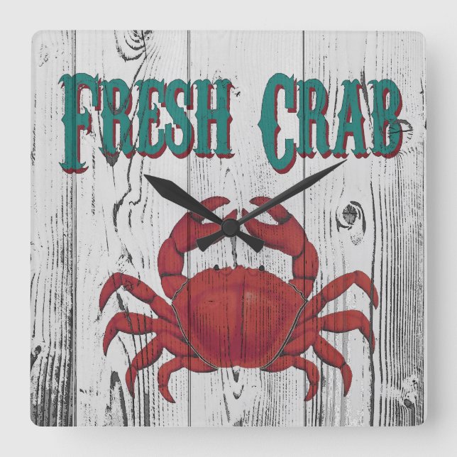 Fresh Crab Quadratische Wanduhr (Vorderseite)