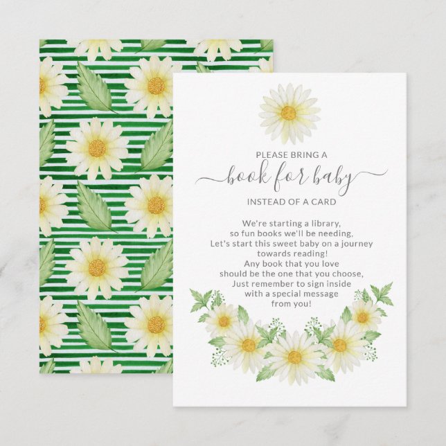 Fresh Daisy Baby Shower Book for Baby Begleitkarte (Vorne/Hinten)