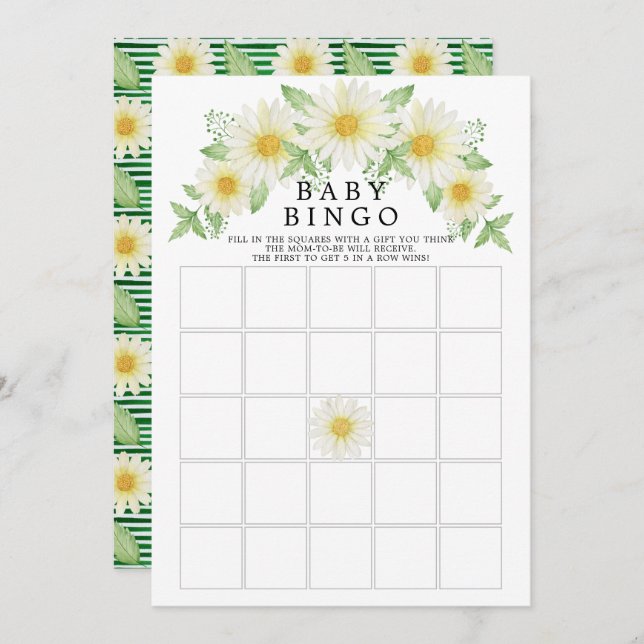 Fresh Daisy Bingo Baby Showspiel Einladung (Vorne/Hinten)