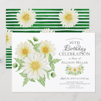 Fresh Daisy Floral 16. Geburtstag Einladung