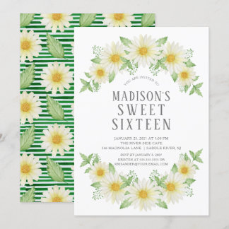 Fresh Daisy Floral 16 . Geburtstag Party Einladung