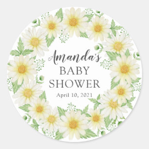 Fresh Daisy Floral Baby Dusche Danke Dusche Runder Aufkleber