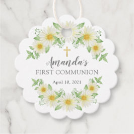 Fresh Daisy Floral First Heilige Kommunion Gefälli Geschenkanhänger