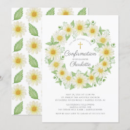 Fresh Daisy Floral Girls Confirmation Einladung