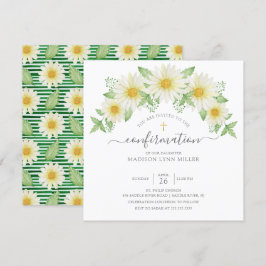 Fresh Daisy Rose Floral Confirmation Einladung