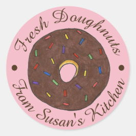 Fresh Donuts Doughnut von der Küche gebacken Runder Aufkleber