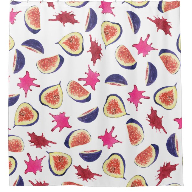 Fresh Figs Pink Juice Watercolor Duschvorhang (Vorderseite)