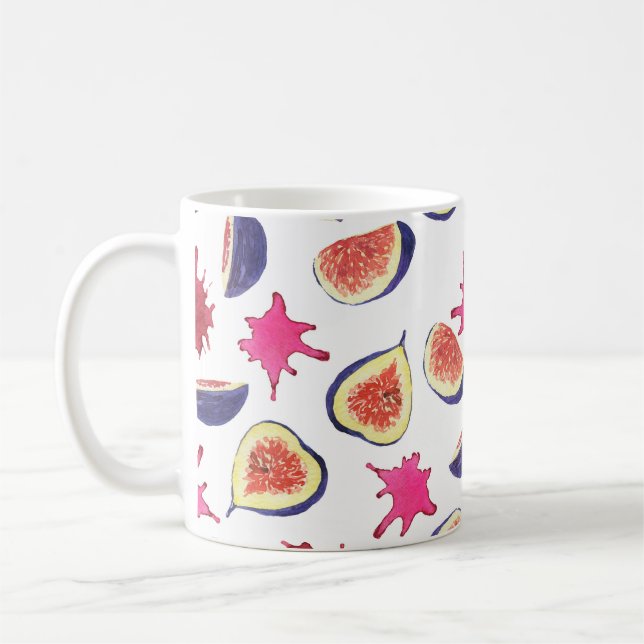 Fresh Figs Pink Juice Watercolor Kaffeetasse (Links)