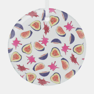 Fresh Figs Pink Juice Watercolor Ornament Aus Glas