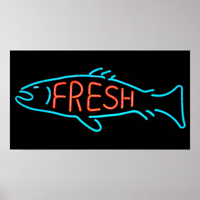 Fresh Fish Neon Sign Poster (Vorne)