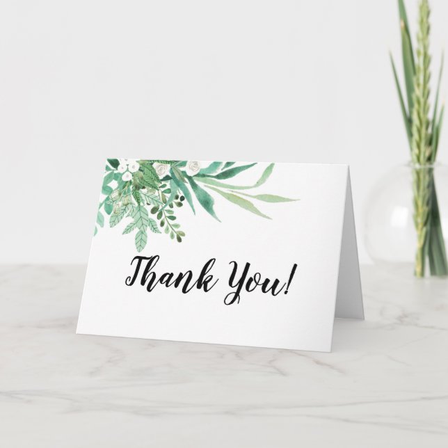 Fresh Foliage Custom Wedding Foto Vielen Dank Karte (Vorderseite)