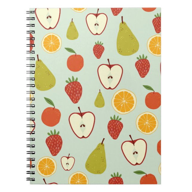 Fresh fruit in seamless repeating pattern notizblock (Vorderseite)