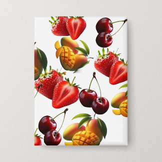 Fresh Fruit Pattern – Strawberry, Cherry & Mango A Button