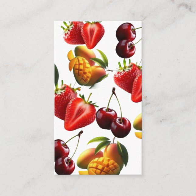 Fresh Fruit Pattern – Strawberry, Cherry & Mango A Visitenkarte (Vorderseite)