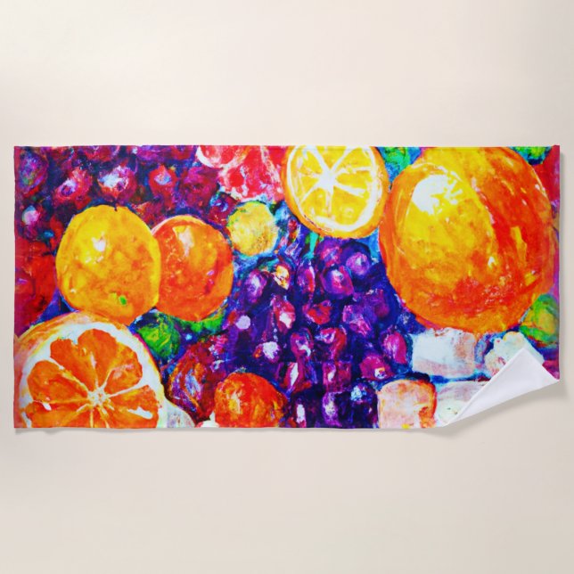 "Fresh Fruits Pattern" Niedliche Kunst. Jetzt kauf Strandtuch (Vorderseite)