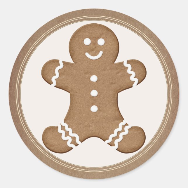 Fresh Gingerbread Man Cookie Kraft Umschlag Aufkle Runder Aufkleber (Vorderseite)