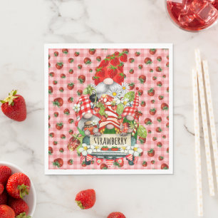 Fresh Gnome Strawberries Napkins Serviette