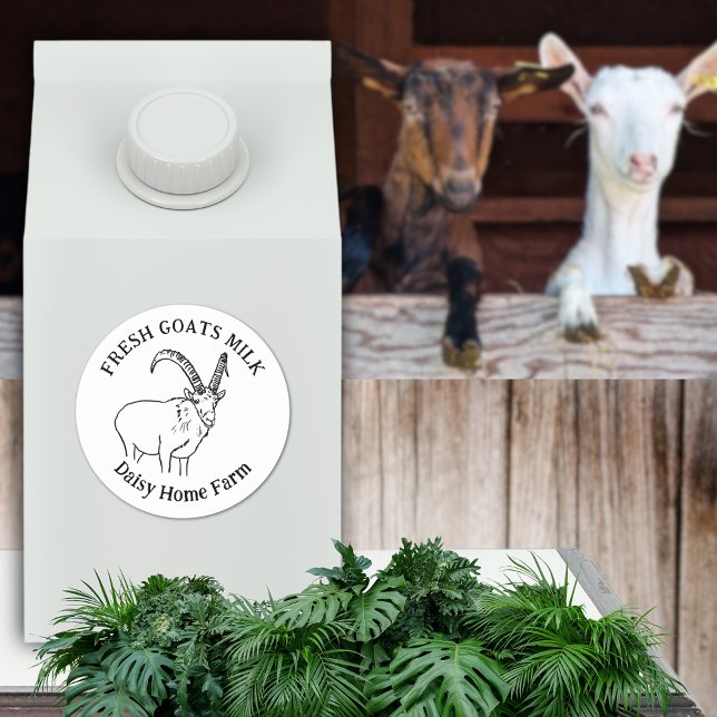 Fresh Goats Milch Name Black and White Runder Aufkleber (Simple fresh goats milk custom business black and white product label)