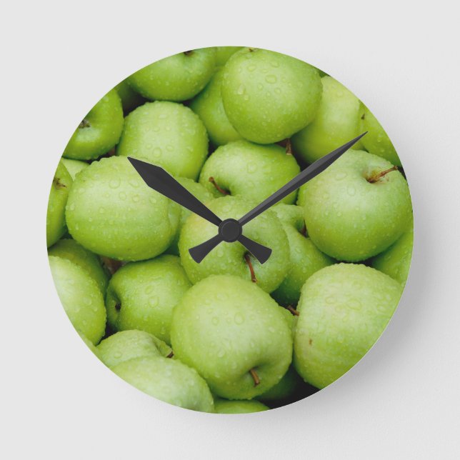 Fresh Green Apfel Runde Wanduhr (Vorderseite)