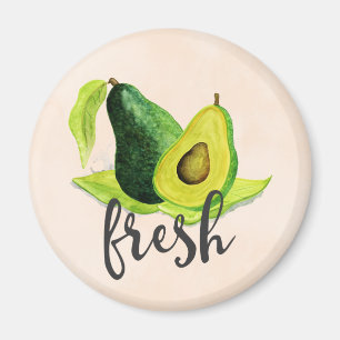 Fresh Green Avocado Still Life Frucht in Wasserfar Magnet