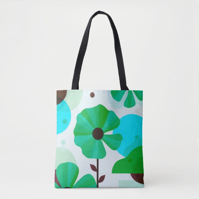 Fresh Green Floral Modern Tote Bag (Vorderseite)