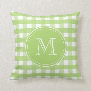 Fresh Green und White Gingham Kissen