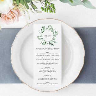 Fresh Greenery Leafy Plants Wedding Menu Menükarte