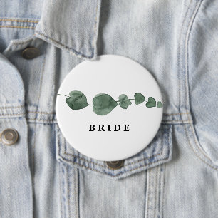 Fresh Greenery Moderne Wasserfarbenbride Button