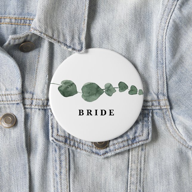 Fresh Greenery Moderne Wasserfarbenbride Button (Beispiel)