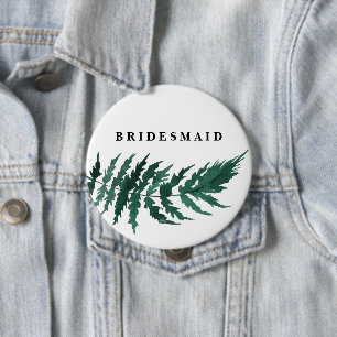 Fresh Greenery Watercolor Wedding Bridesmaid Button