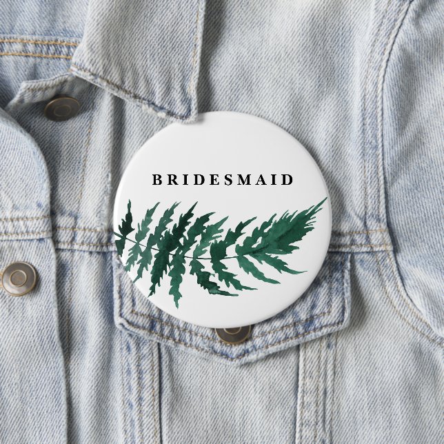 Fresh Greenery Watercolor Wedding Bridesmaid Button (Beispiel)