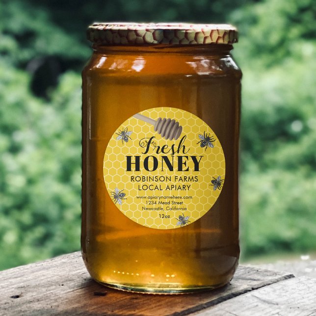 Fresh Honey Jar Labels | Honigbiene Runder Aufkleber (Von Creator hochgeladen)